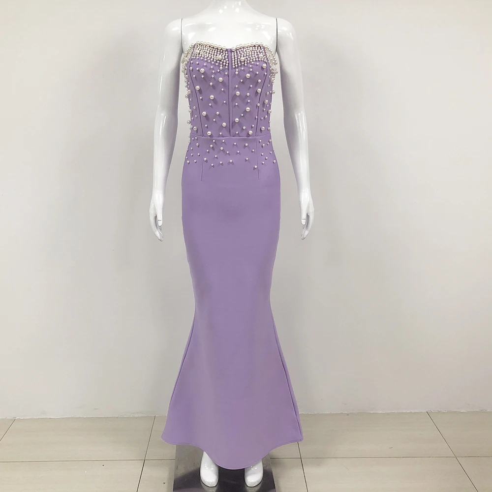 

2024 European And American Women's Summer New Fashion Sexy Beaded Long Hip Dress Bandage Dress Women's Party