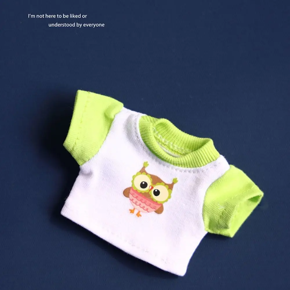 New Owl Pattern Doll Hoodies T-shirt Fashion Style DIY Doll Clothes Elastic Mini Cartoon Clothes For 10cm Cotton Stuffed Dolls