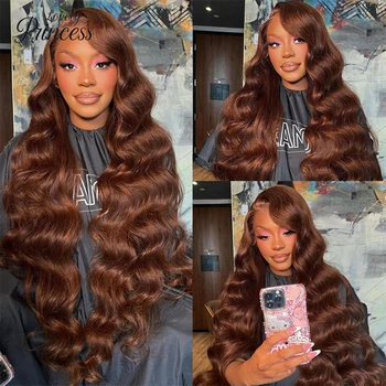 30 Inch Chocolate Brown Body Wave Lace Front Wig Transparent 13x6 HD Lace Frontal Wigs 13x4 Preplucked Colored Human Hair4x4 5x5 - Image 3