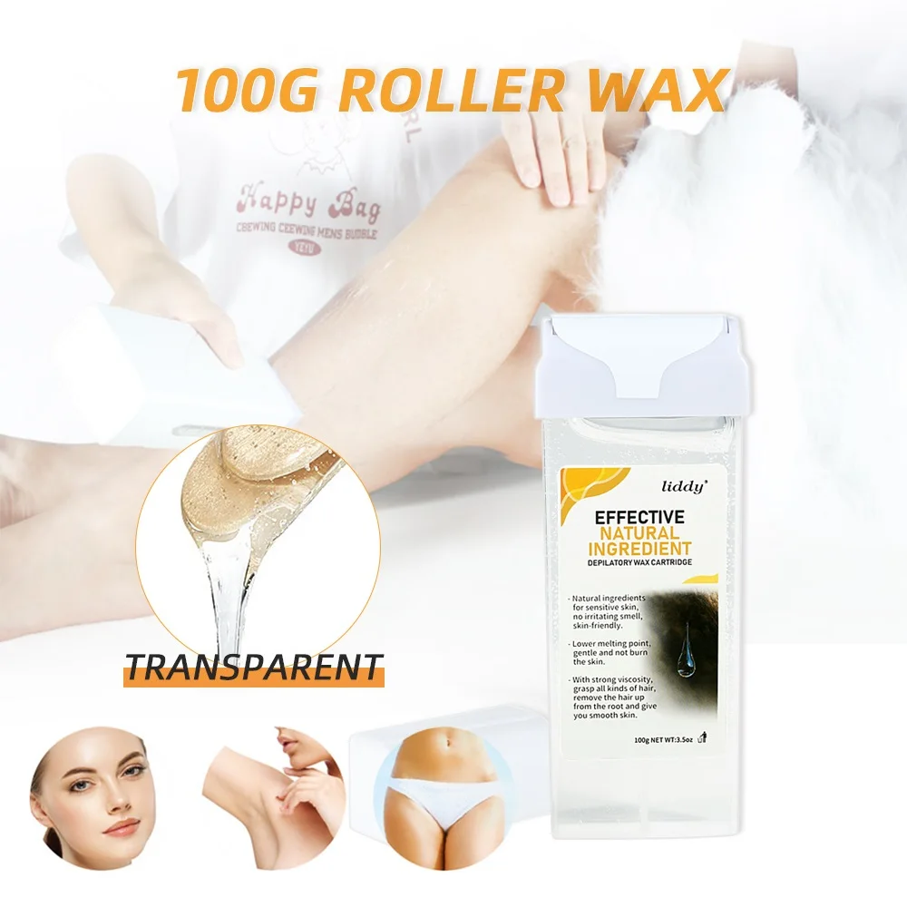 100g Hair Removal Wax Cartridge Honey Hot Depilatory Transparent Wax Cream Natural Body Hair Remover Heating Roller Wax