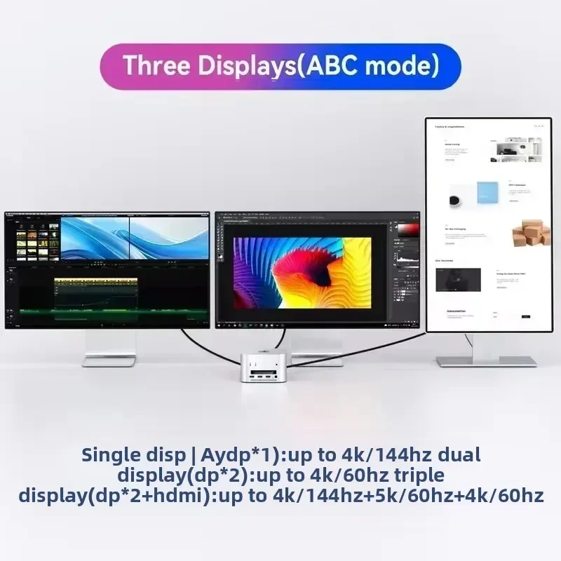 محطة إرساء USB-C من Acasis بسرعة 40 جيجابت في الثانية | Dual M.2 NVMe SSD 16 تيرابايت ماكس يدعم منافذ USB-A DP4K144 هرتز (واحد) TF/SD لجهاز Mac Mini M4/M4Pro