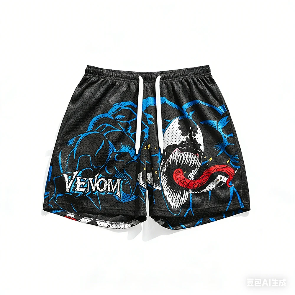 

2026 Summer New Marvel Venom Tongue Retro Shorts Men And Women Casual Shorts Oversized Breathable Quick Drying Sports Shorts