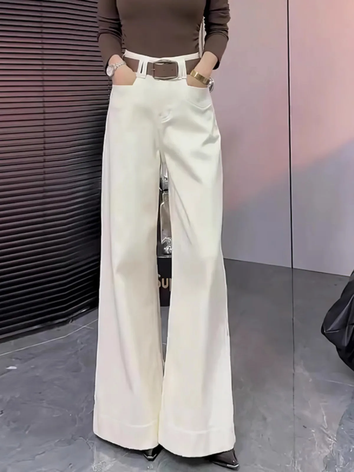 

Easiest for Match Casual Pants Straight-Leg White Pants 2025 Spring and Summer New Daily Commuting Wide Leg Pants for Women
