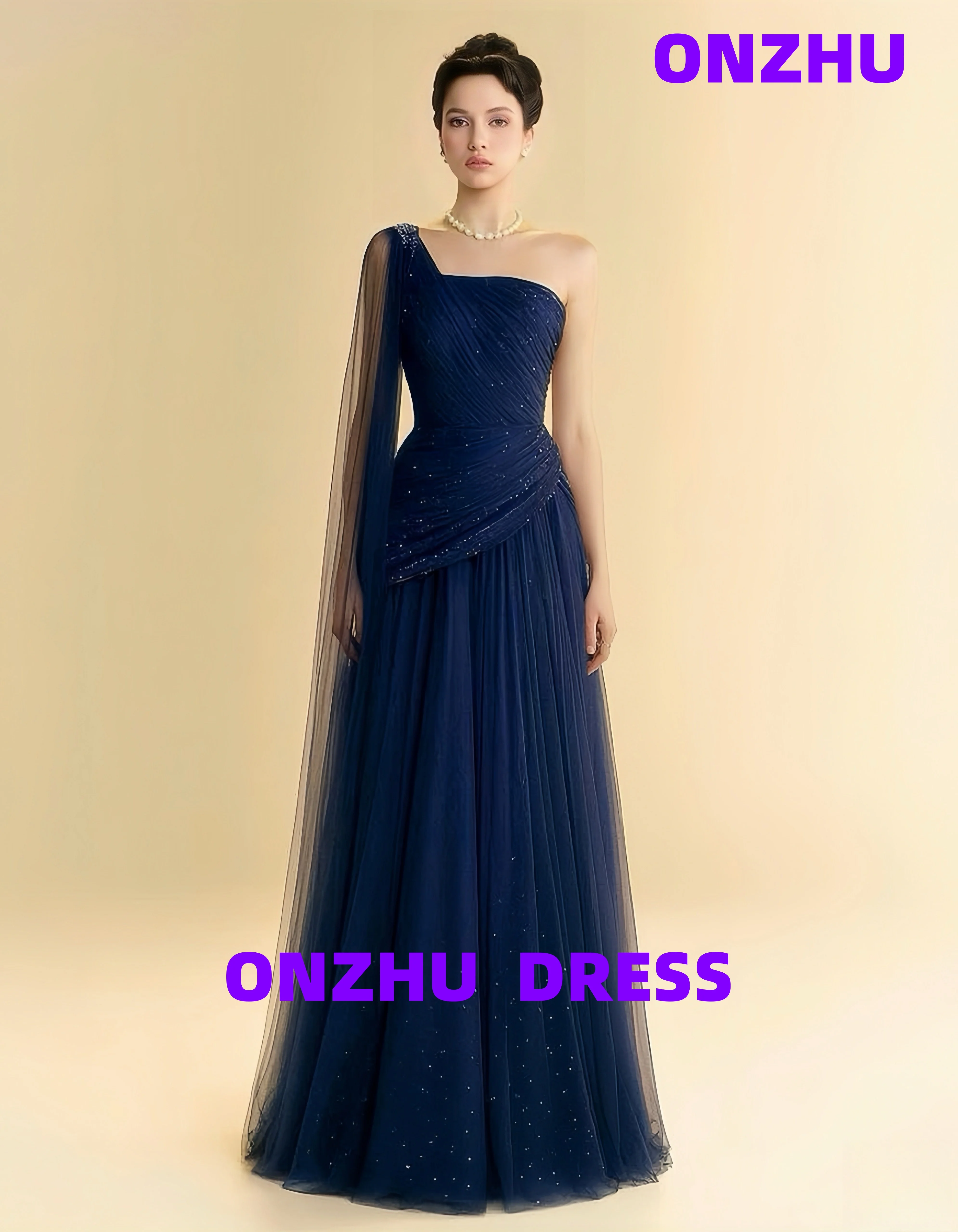 

Customized one-shoulder sleeveless A-LINE elegance amanda 's novias luxurious evening dresses women evening dress