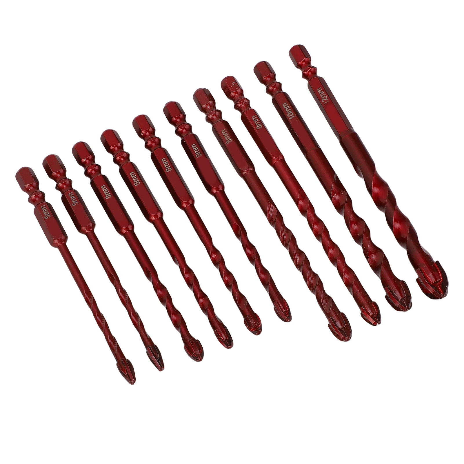 Zestaw wierteł do betonu i muru, 5-12 mm (3/16 cala - 1/2 cala), trzpień sześciokątny 1/4 cala, zestaw wierteł ceramicznych do drewna i plastiku.