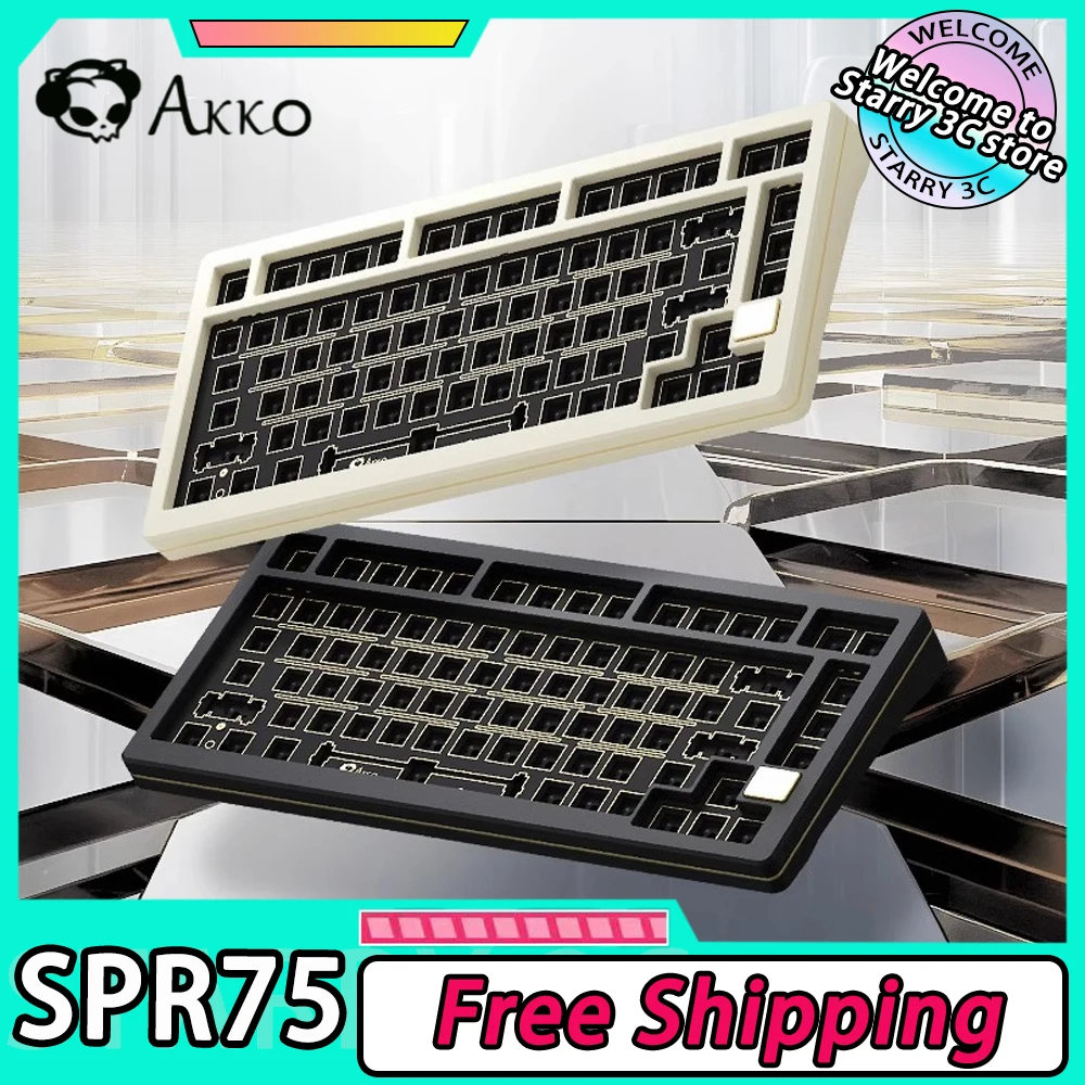 

AKKO SPR75 Mechanical Keyboard Aluminum Kits Hot Swap Spring Structure Gaming Keyboard FR4 Locating Plate Pc Gamer Accessory Mac