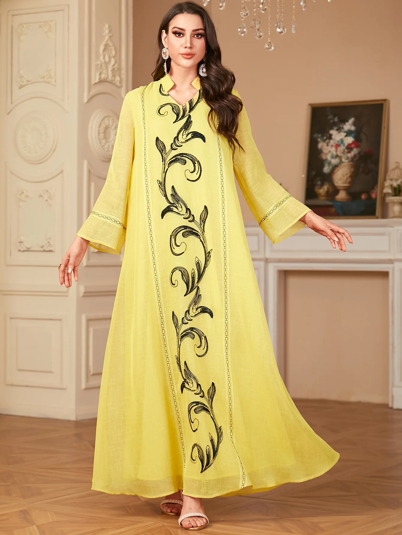 Eid Muslim Dress for Women Embroidery Ramadan Jalabiya Party Long Dresses Abaya Long Robe Morocco Kaftan Islam Vestidos Largos