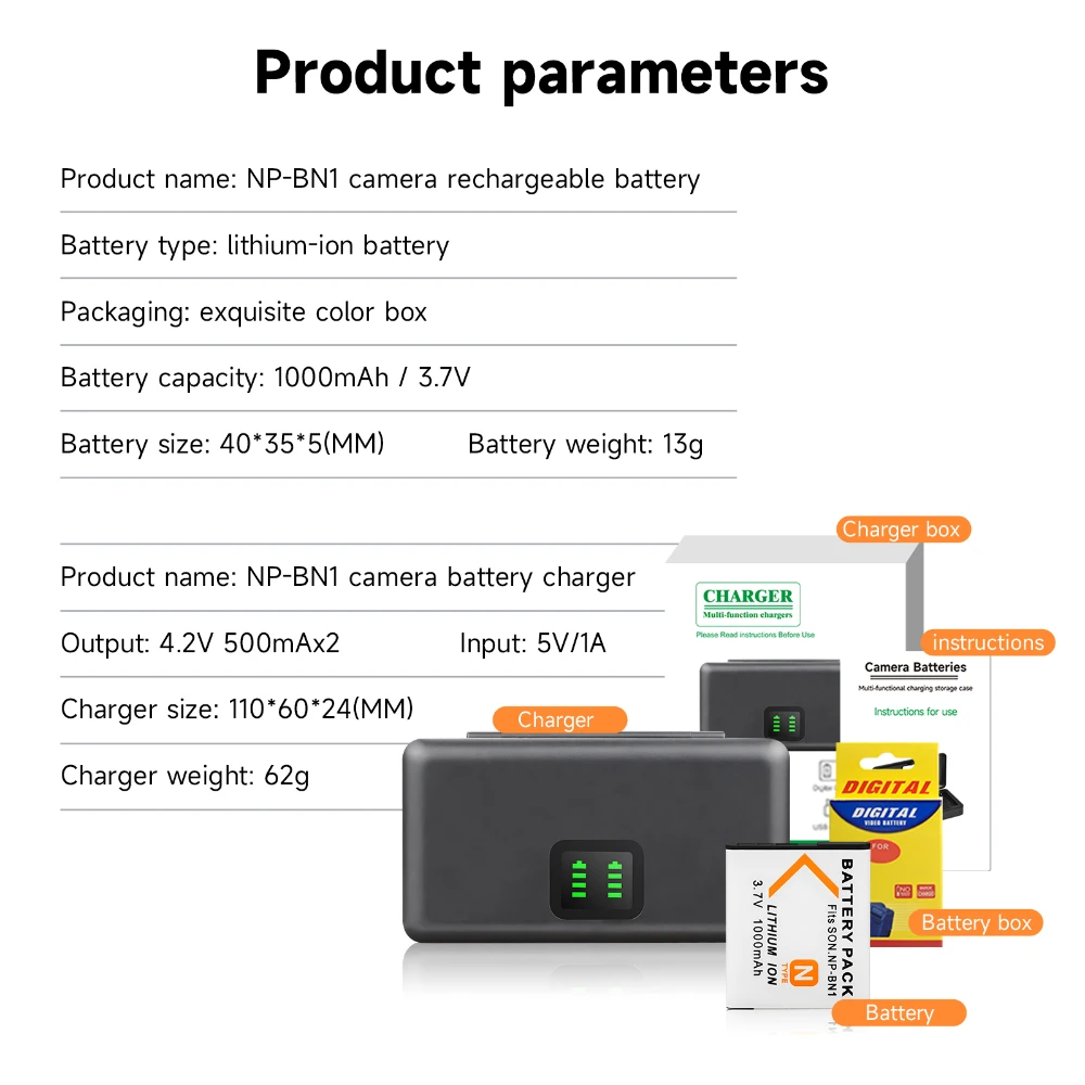 PALO NP-BN1 NP BN1 Battery 1000mAH np bn1 Camera Batteries With LCD Charger Case For Sony Cyber-shot DSC-QX10 TX100 TX300 W730