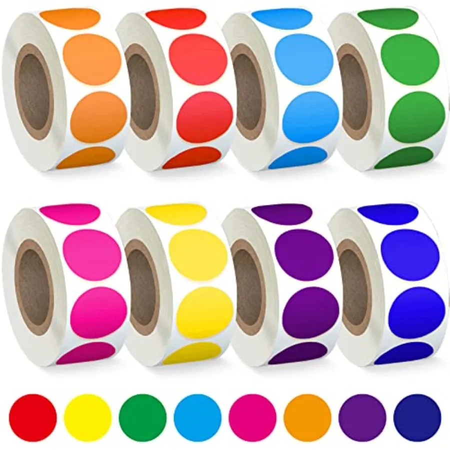 

4000 PCS 3/4" Colored Dot Stickers Circle Color Coding Labels, 8 Color Style Colorful Coding Label Sticker for Office, Student