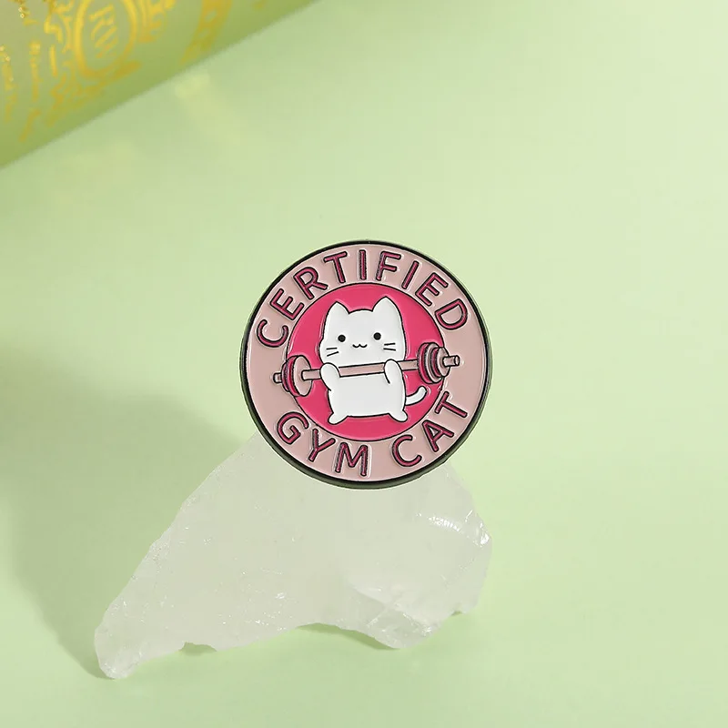 Pink Color Animal Badge Pins Brooch Certified Gym Cat Bit Booty Club Goose Enamel Corsage Lapel Pin Cosplay Accessory Collar Hat