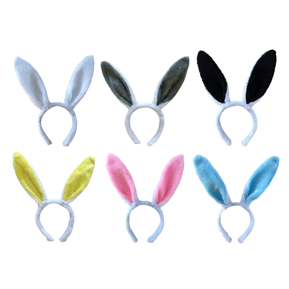 

6 Pcs Bunny Headdress Easter Hair Band Accessories Party Supplies Hoops Sequins