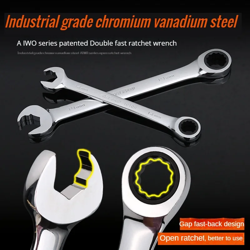 Universal Precision Catraca Chave Dupla Abertura Rápida Manutenção Automotiva Ferramenta de Hardware Double End Handle 72 Dentes