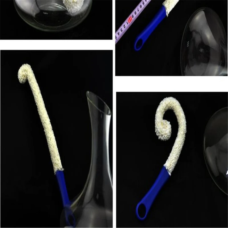 42cm Wine Glass Bottle Cleaning Brush Blue Handle Flexible Sponge Tip Multifunctional Decanter Washing Tool