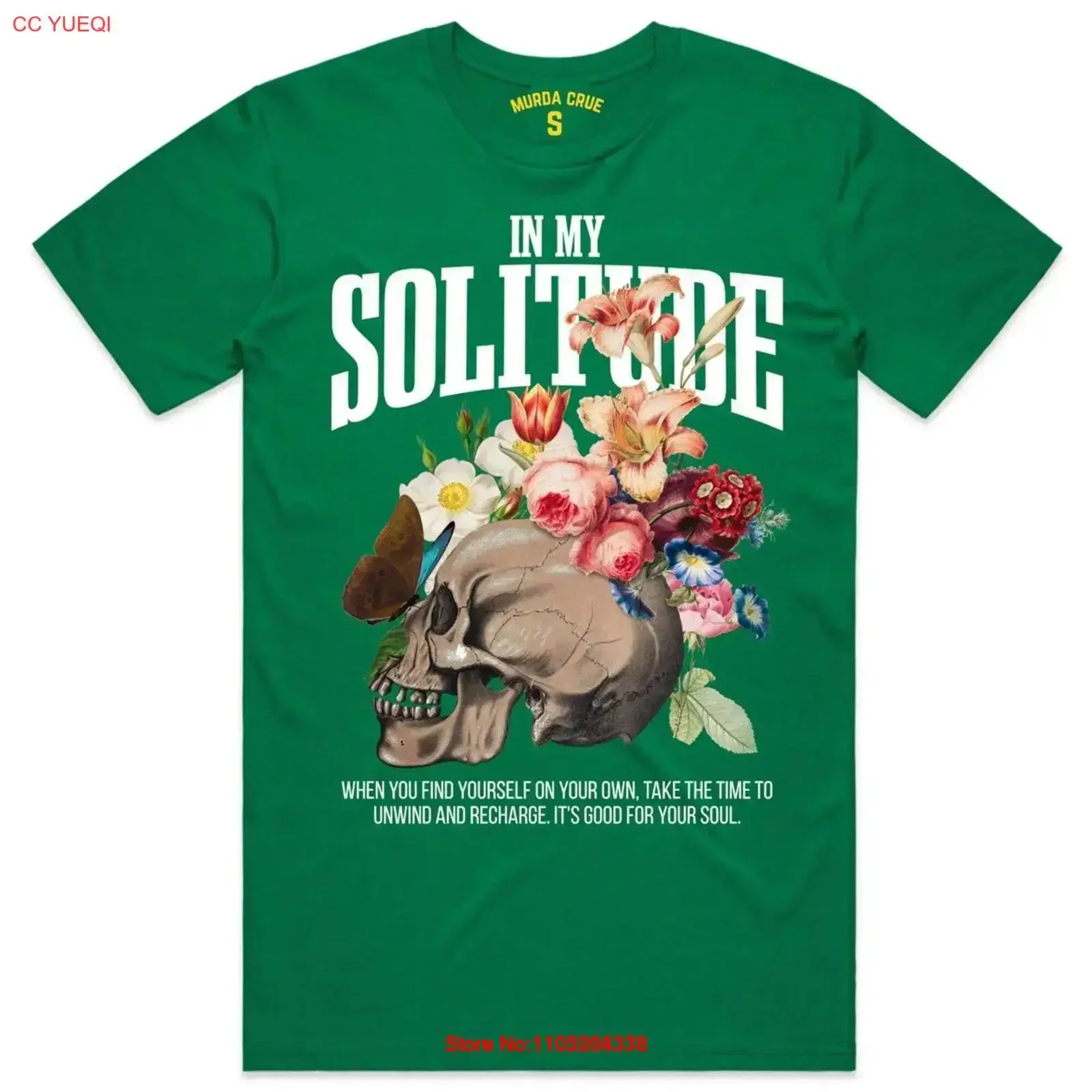 Murda Crue Men In My Solitude T Shirt Green vintage Washed Soft Versatile designer clothes Stretched homme Casual Slightly