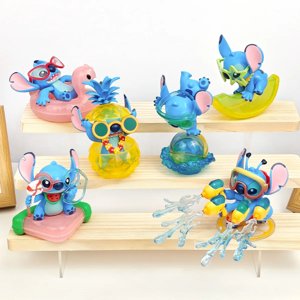 

Funny Stitch Summer Carnival Sets Action Figure Kawaii Disney Model Decoration Toys For Kids Christmas Gifts