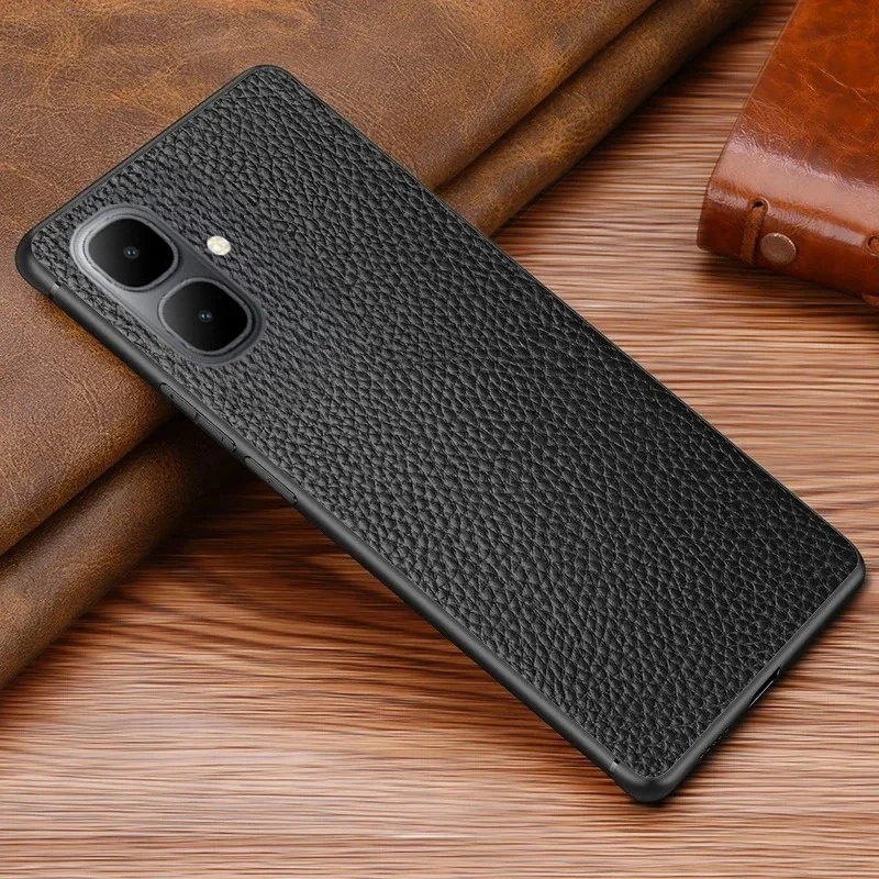 

Leather Case For Tecno Pop 10 Spark Go 2 Premium Texture Retro Litchi Pattern Back Cover for Tecno Spark Go 2 Pop 10 Case