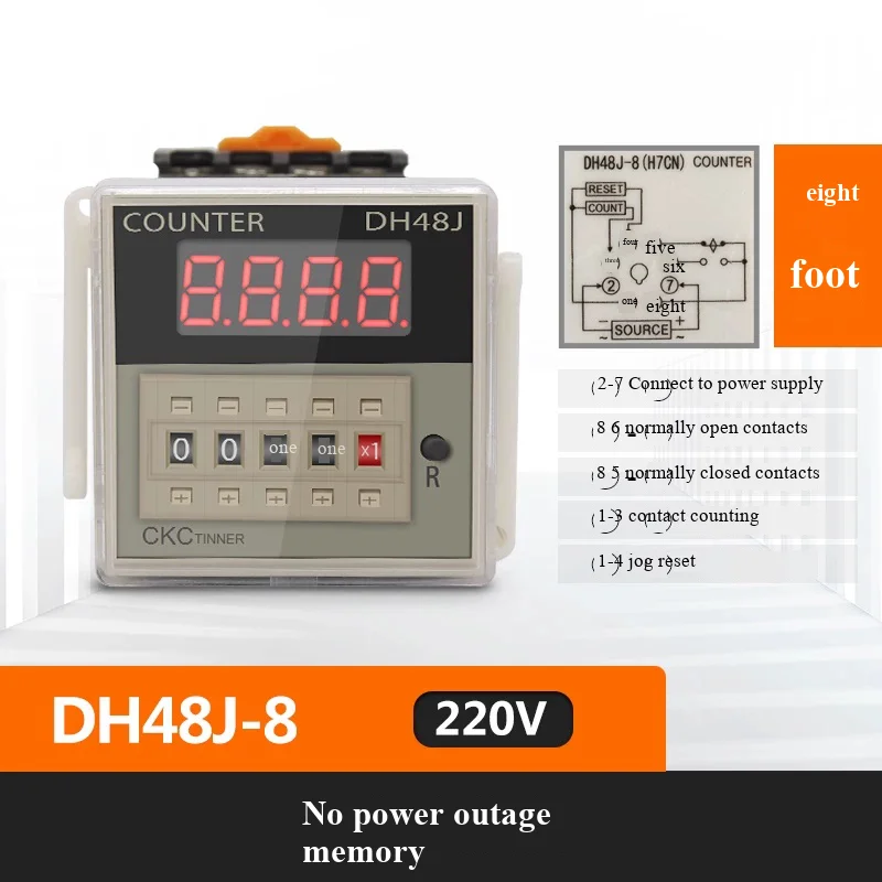 DH48J-8 8 Pin AC220V Contact Signal Input Digital Counter Relay DH48J Series Counting Relay