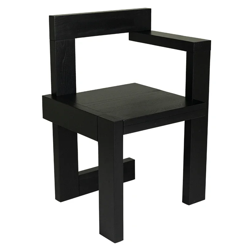 

Nordic creative solid wood dining chair building block single chair home living room simple armrest back chair