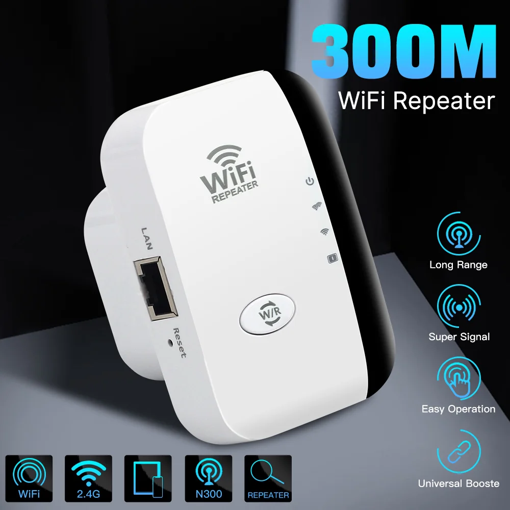 FENVI 300Mbps Wireless WiFi Repeater 2.4Ghz Wi-Fi Amplifier Extender 802.11N/ B /G WPS Long Range Signal Access Point 802.11N