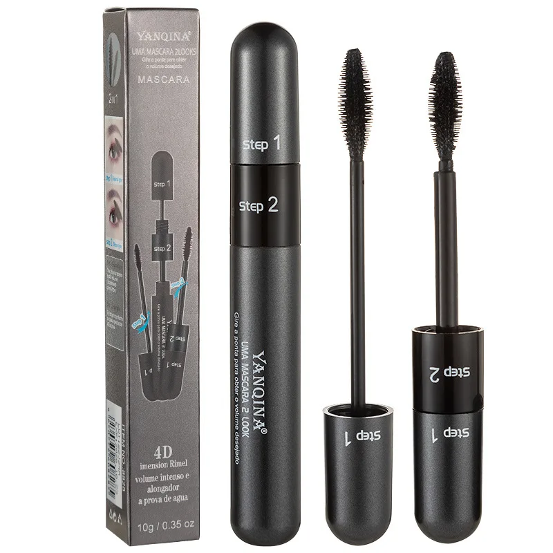 4D Mascara Double Effect Lengthen Curling Thick Eyelash Extension Long Lasting Waterproof Liquid Makeup Mascara Cosmetics