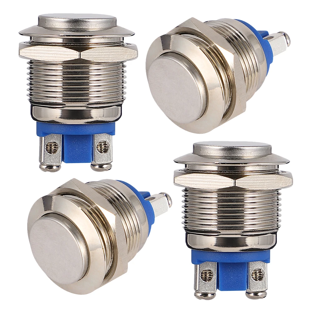 

4pcs Metal Switch Button Push Reset Waterproof Marine Stainless Steel Momentary Self-reset 19mm Round Electronic Supply