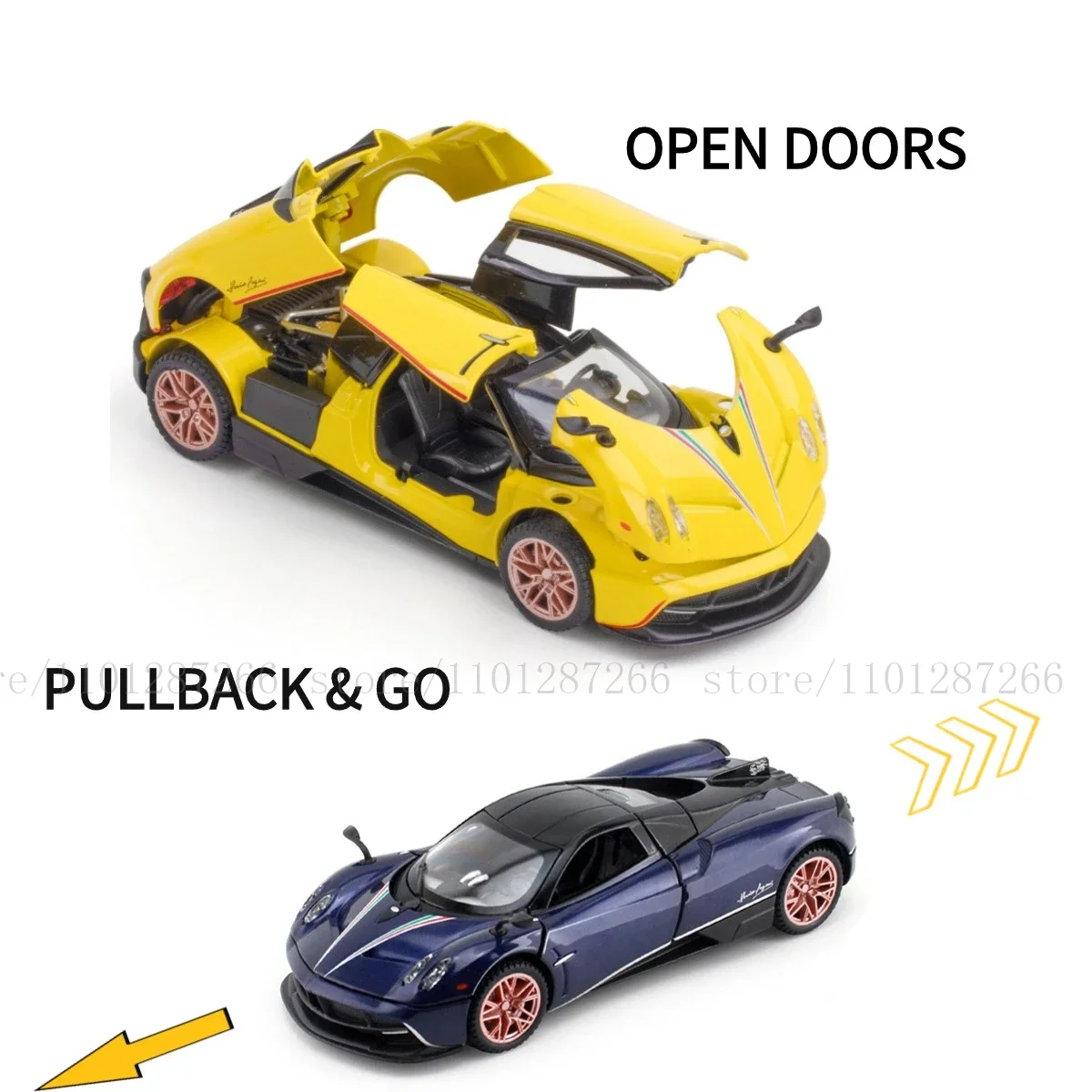 Escala 1:32 pagani huayra dinastia pullback carro brinquedo com luzes som do motor, metal diecast carro audi modelo presente criança menino brinquedo