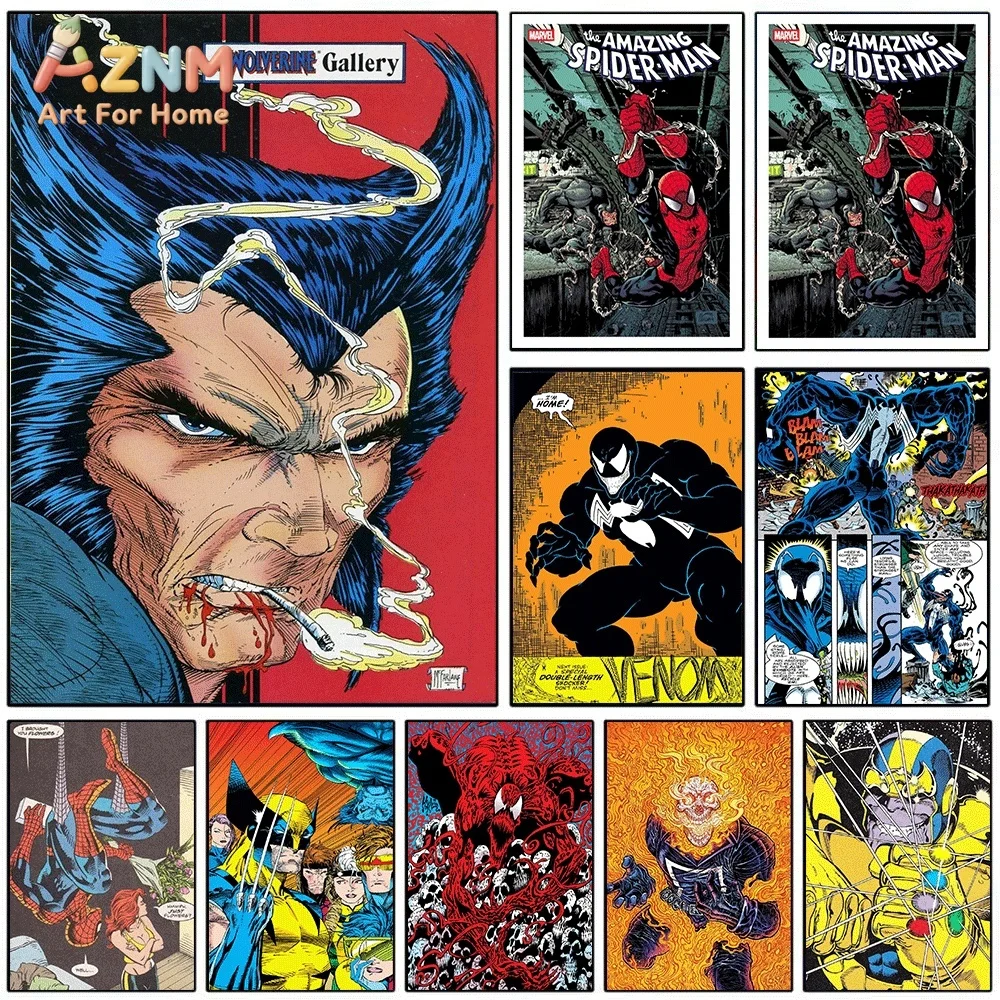 Wolverine Gallery Vintage Comic Cover Canvas Wall Art Print Poster Unframed Canvas Painting Home Living Room Bedroom Wall Deco