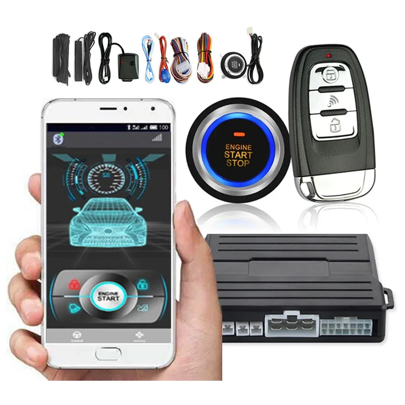 Phone Remote Start kit for Car Alarm With Autostart Engine Start Stop Ignition Button PKE Central Lock Automatic Keyless Entry 