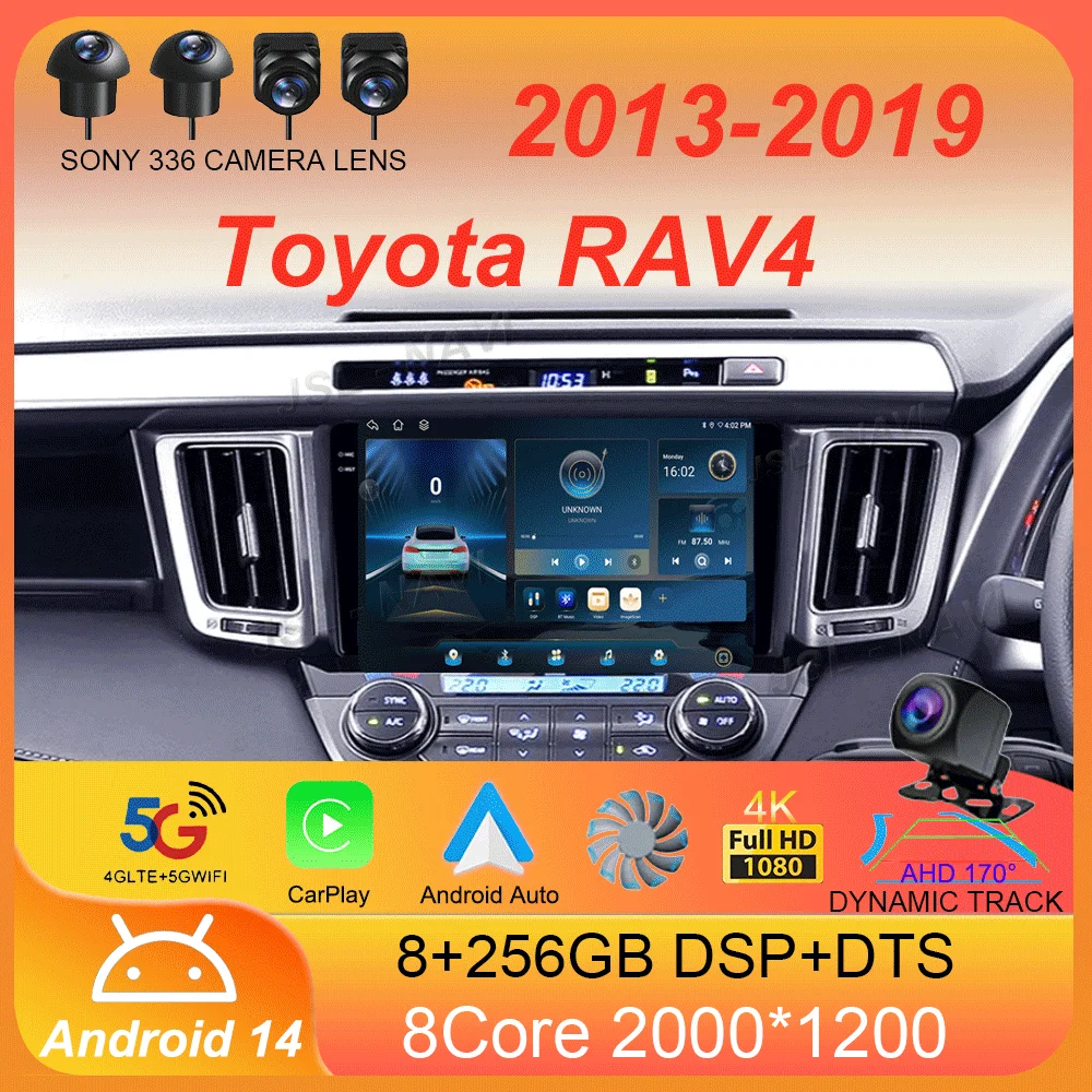 

Car Radio Android 14 Carplay Auto For Toyota RAV4 Rav 4 2013 2014 2015 2016 2017 2018 2019 Multimedia Video Player GPS Head Unit