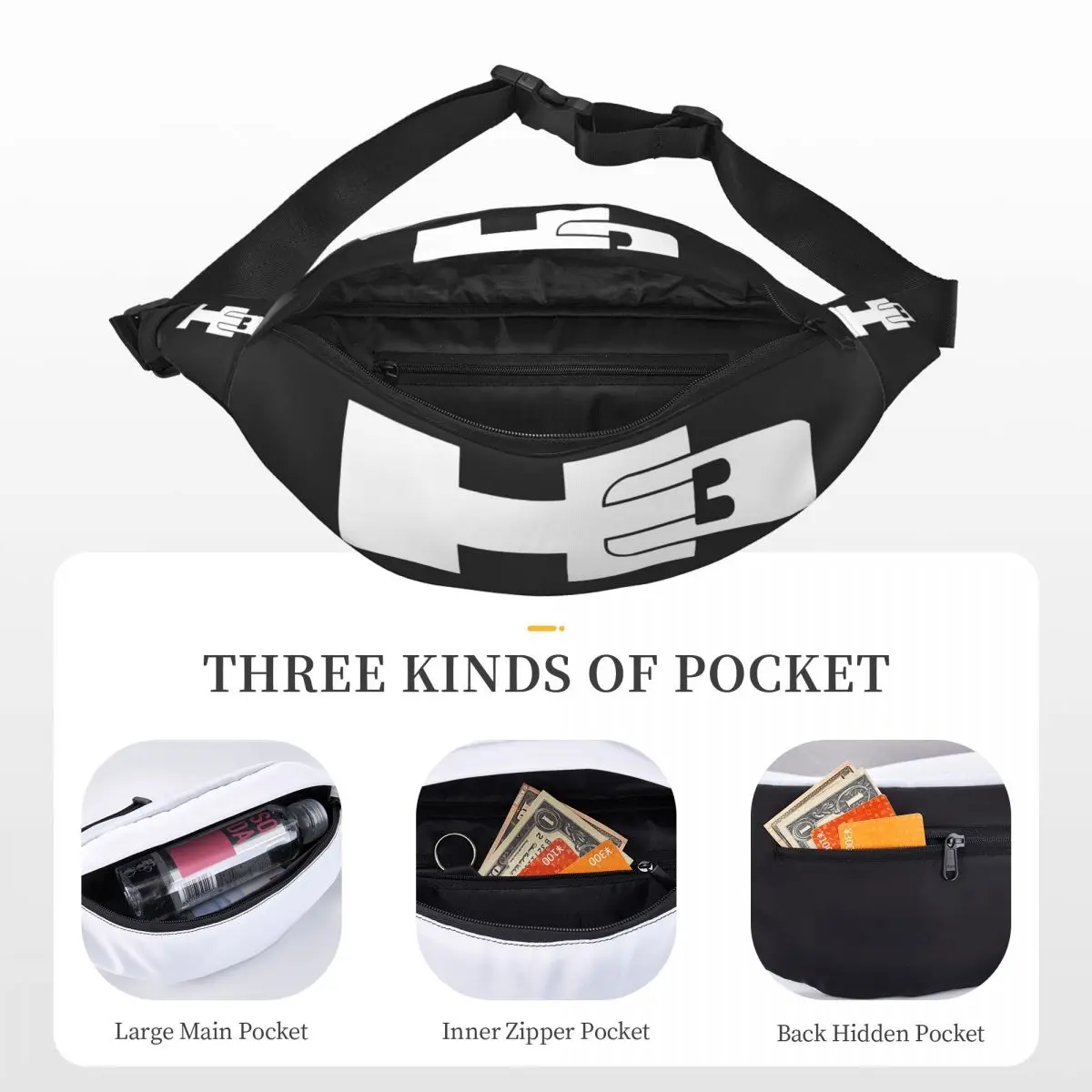 Hummer H3 Carbon Decal Unisex Waist Bag Multifunction Sling Crossbody Bags Chest Bags Short Trip Waist Pack