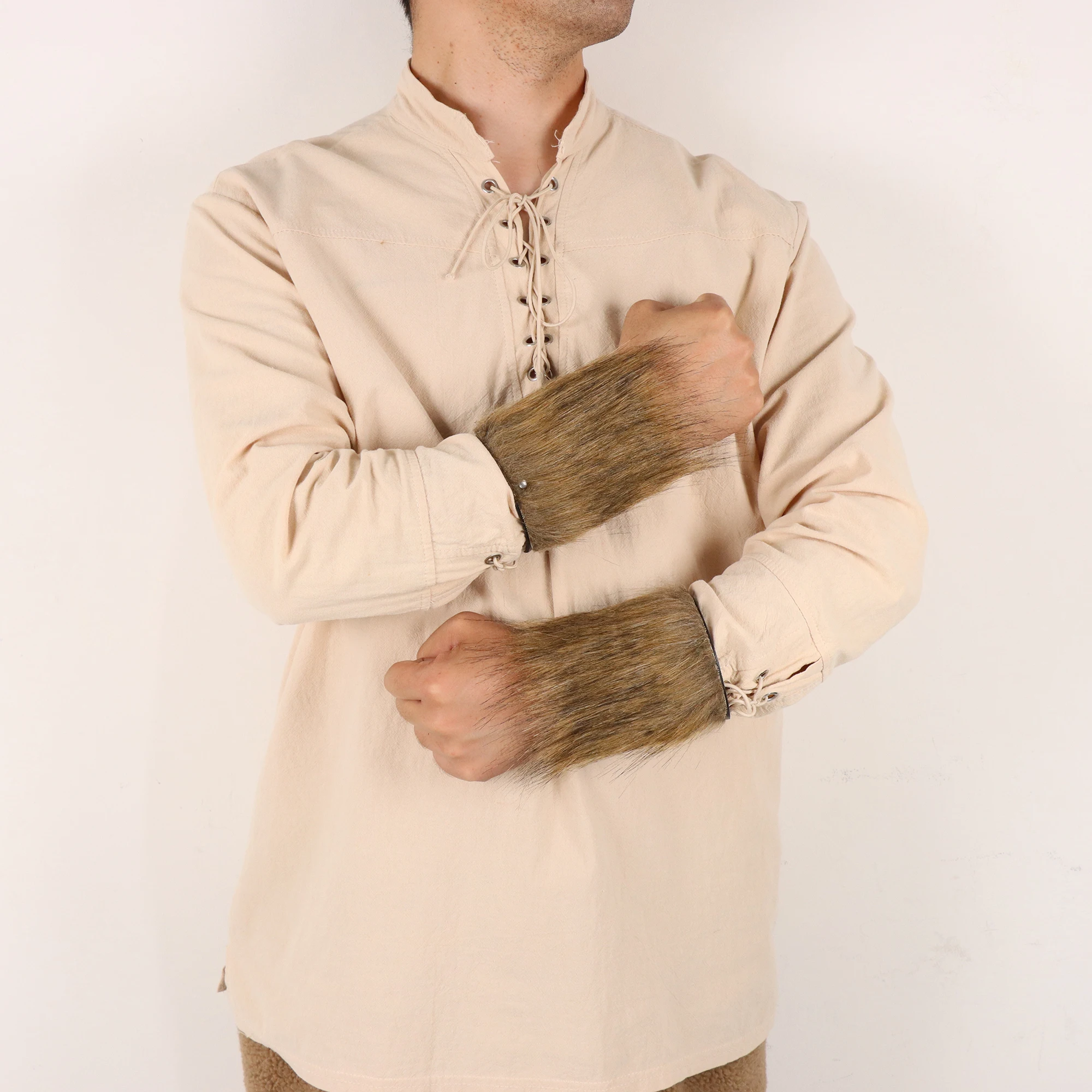 Średniowieczny retro prymitywny wojownik wikingów PU futro łączenie krótka opaska na nadgarstek występ na scenie karnawałowe element ubioru akcesoria