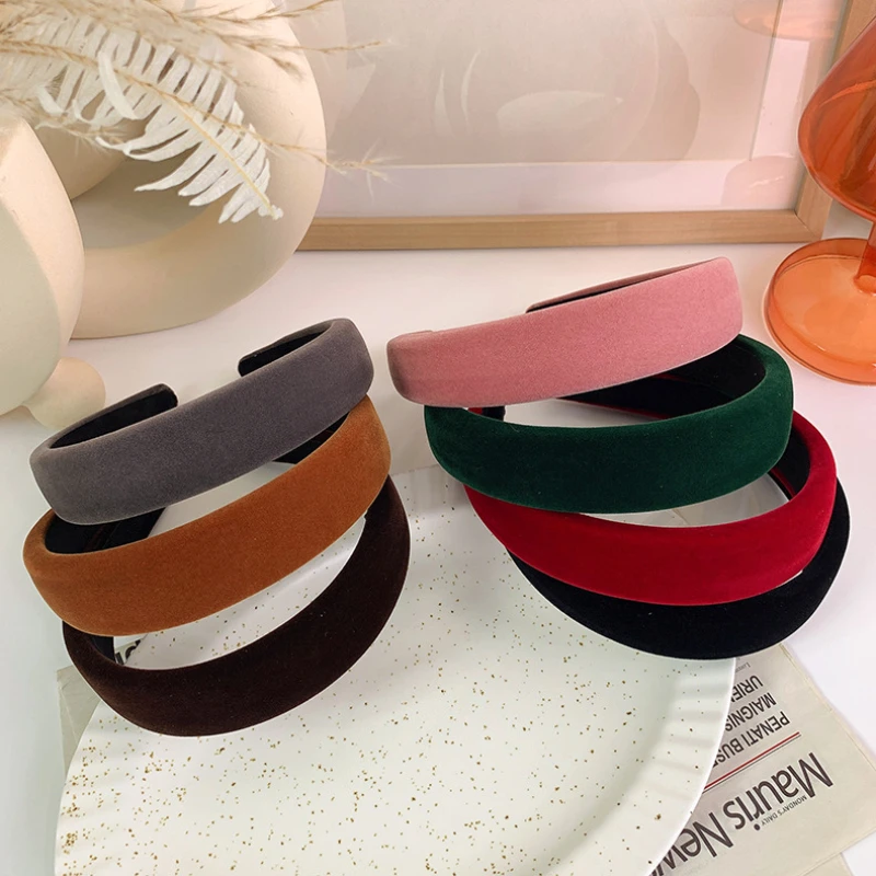 Fashion New Velvet Headbands Retro Simple Wide Sponge Hair Band For Woman Girls  Elegant Versatile Hair Hoop Hair  Accessories