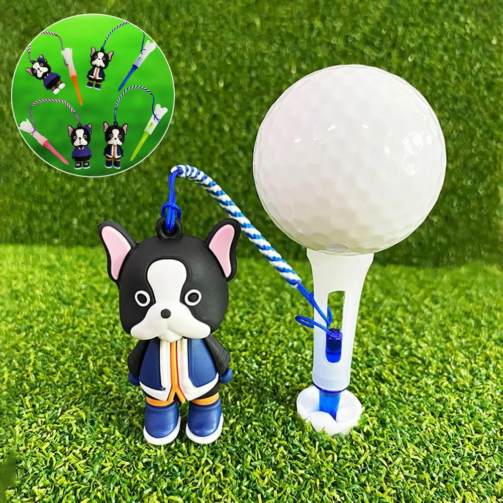 1pcs Random Color Golf Rubber Tees With Cartoon Cute Accessories Loss Prevent Golf String Portable M3m6