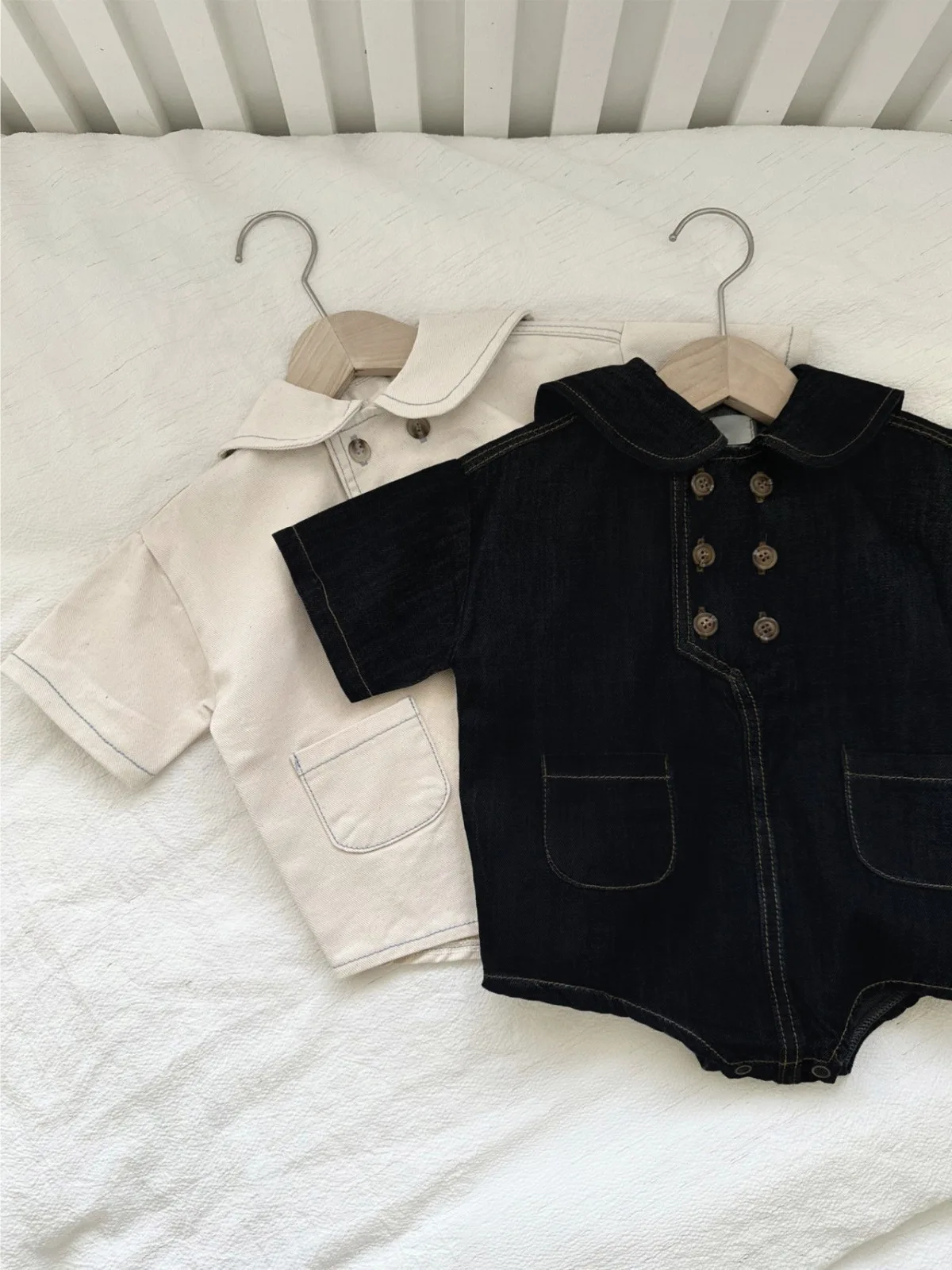 2024 Autumn New Baby Long Sleeve Bodysuit Solid Newborn Toddler Boy Lapel Jumpsuit Infant Girl Cute Pocket Clothes 0-24M