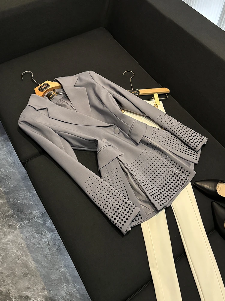 

Элегантный женский жилет-жакет с длинным рукавом в деловом стиле для офиса WY032