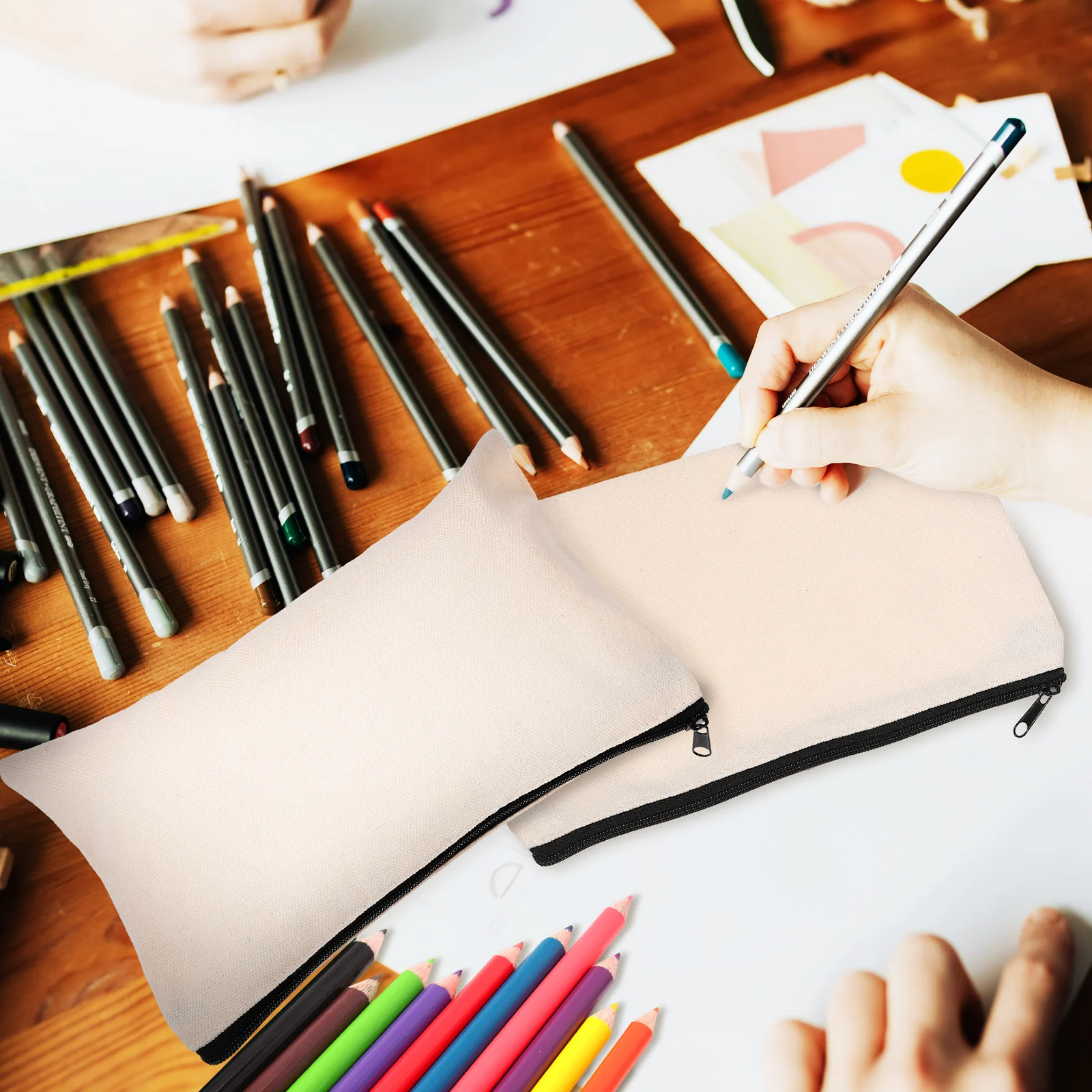 

25 Pcs Zipper Bags 10 Amp Polyester Cotton Pencil Bags With Zipper Canvas Pouches for Stationery Travel Storage