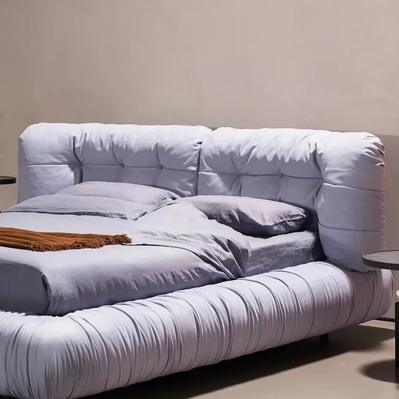 Cloud bed Italian minimalist  Technology cloth  Double wabi sand  Fabric bed Modern simplicity