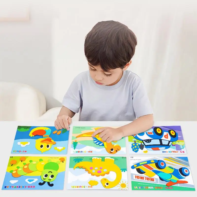 12 Pieces Creative Cartoon 3D EVA Foam Sticker Puzzle DIY Handmade Early Educational Learning Toys For Kids Children Gifts