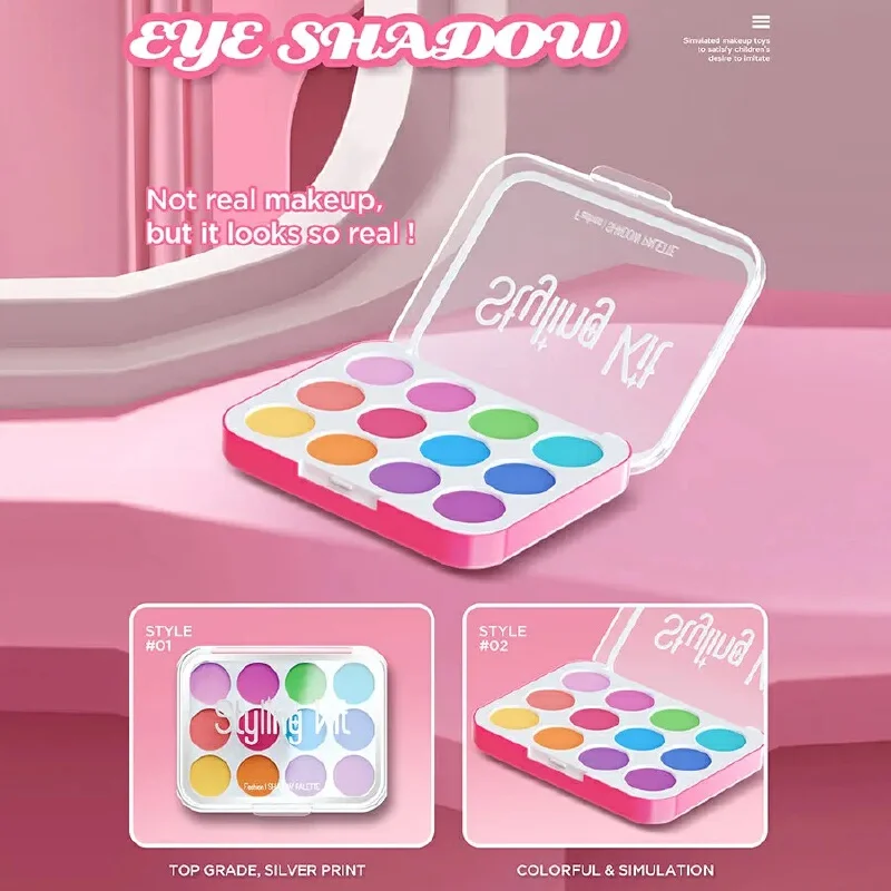 Gefälschtes Make-up-Set, 10-teiliges Set aus ungiftigem Spielzeug und Kosmetika mit Lidschatten-Palette, Lippenstift-Applikator (kein echtes Make-up)