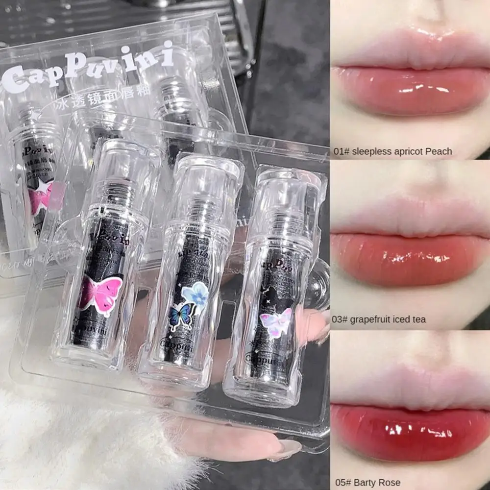 1/3pcs Butterfly Mirror Lip Glaze Moisturizing Long Lasting No Fading Non-stick Cup Liquid Lipstick Red Lip Tint Lip Cosmetics