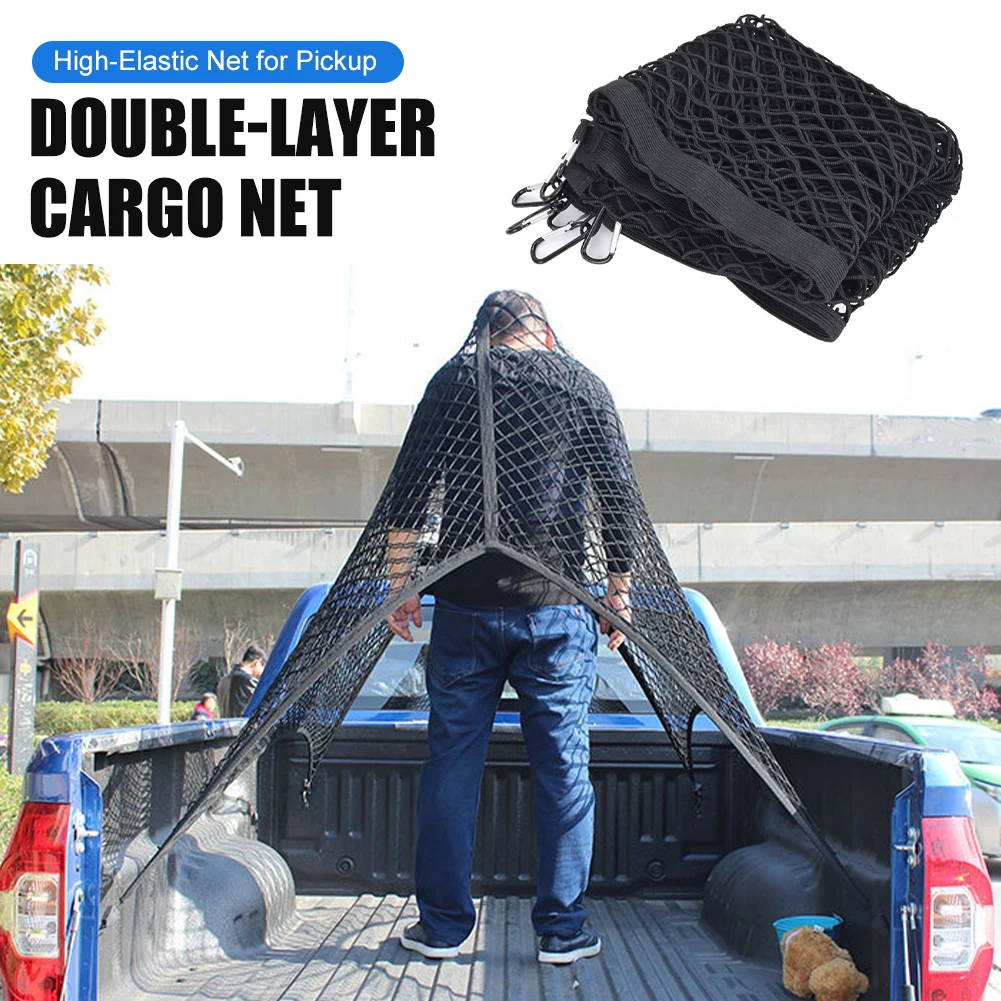 

Reflective Cargo Net for Truck Pickup Bed Latex Elastic Cargo Luggage Storage Organizer Bungee Mesh Universal For Travel Offroad