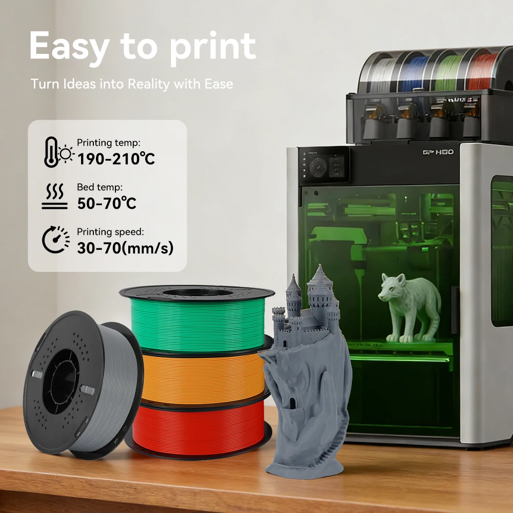 Kingroon PLA Filament 1.75mm High Quality Eco-Friendly 3D Printing Plastic Material No Bubble 5KG/10KG Pack