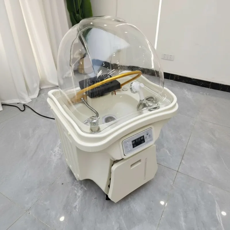 Water storage type head basin No connection to water, movable head therapy instrument Water circulation fumigation shampoo basin