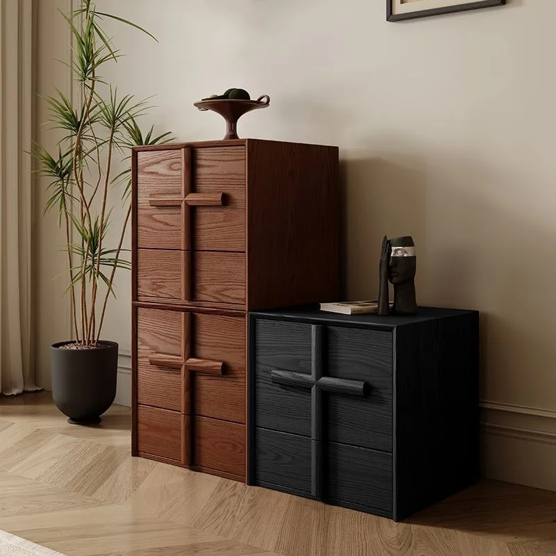 Solid wood chest, household light luxury living room TV cabinet, small apartment retro style sofa side cabinet, bedroom  table