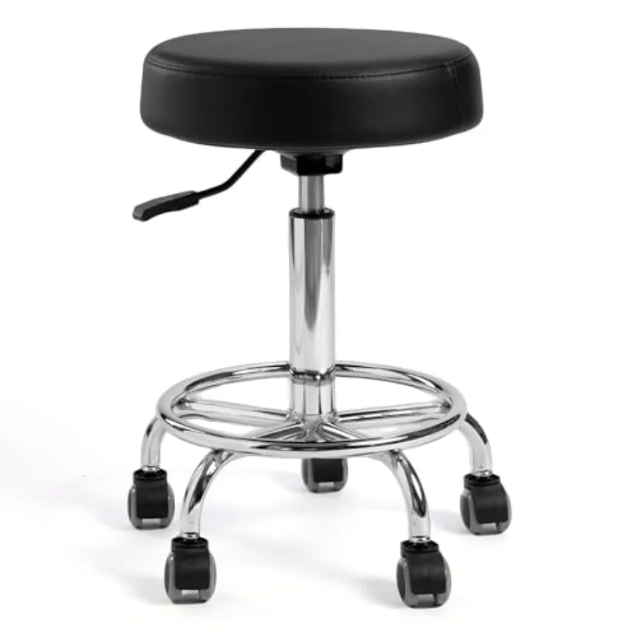 

Adjustable Rolling Stool with Wheels and Footrest 485lb Capacity Drafting Stool Swivel Salon Spa Tattoo Medical Office
