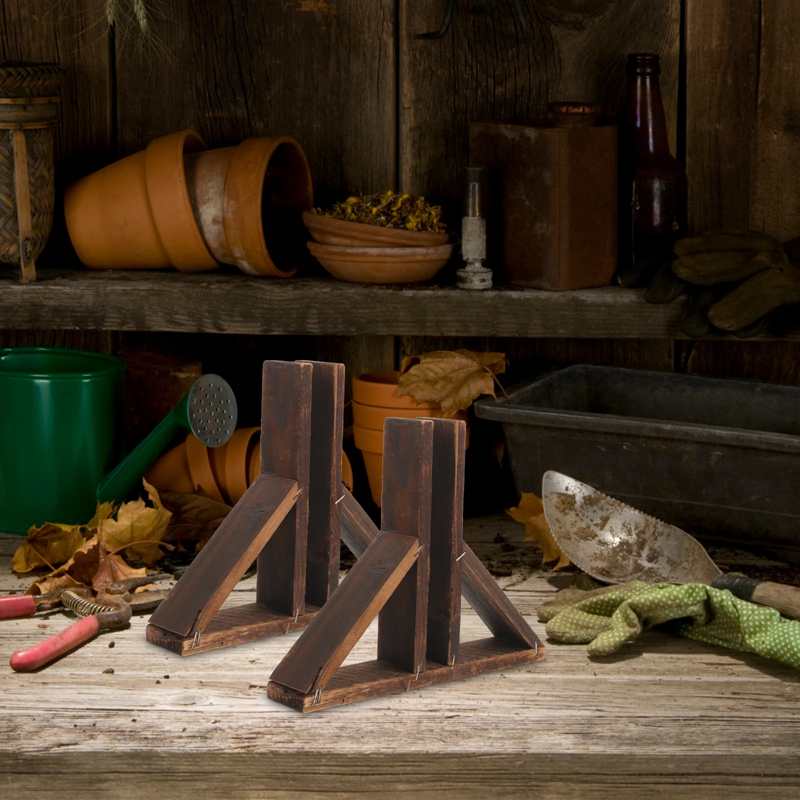 

2pcs Wooden Base Kit Garden Stand Support Durable Wood Parts Yard Accessory Small Base Practical Holder Supplies Garden Fence