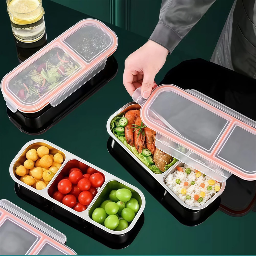 

Leak-Proof Snack Box 3 Compartment Lunch Box Great For Road Trips Organized Snack Storage 26.2x10.3x4cm 8.1x4x1.6 Inch