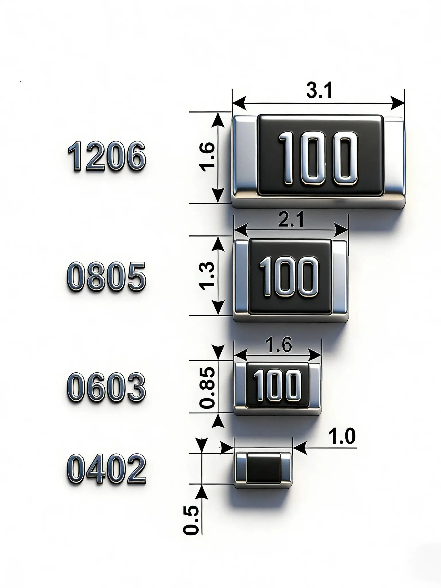 100 szt./partia rezystor ceramiczny SMD 0603 0R 10R 47R 100R 220R 330R 470R 680R 1K 2.2K 4.7K 5.1K 6.8K 10K 100K 1M 2M 5.1K 6.8M 10M — zdjęcie produktu 6