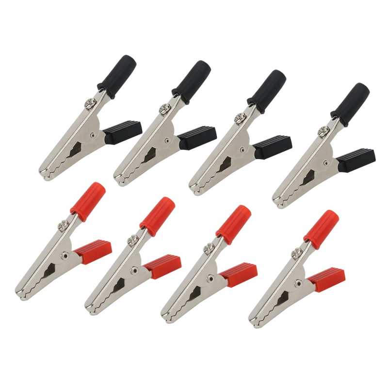 Hot 10pcs 50mm Plastic Handle Test Probe Metal Alligator Clips Connector Connect Socket Plug for Battery