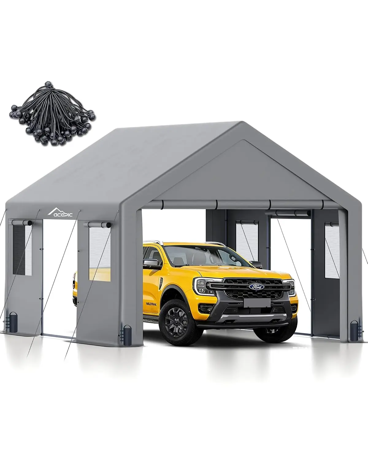 13x20ft Heavy Duty Carport Roll-up Windows & Doors Portable Garage UV Waterproof All-Season Tarp for Car Truck Boat, Customized